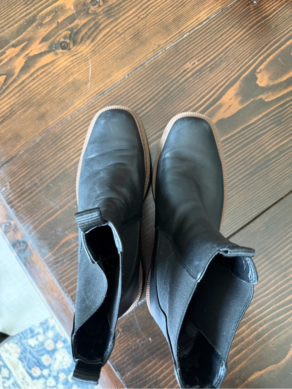 Sam Edelman Black Chelsea Ankle Boots with Brown Trim